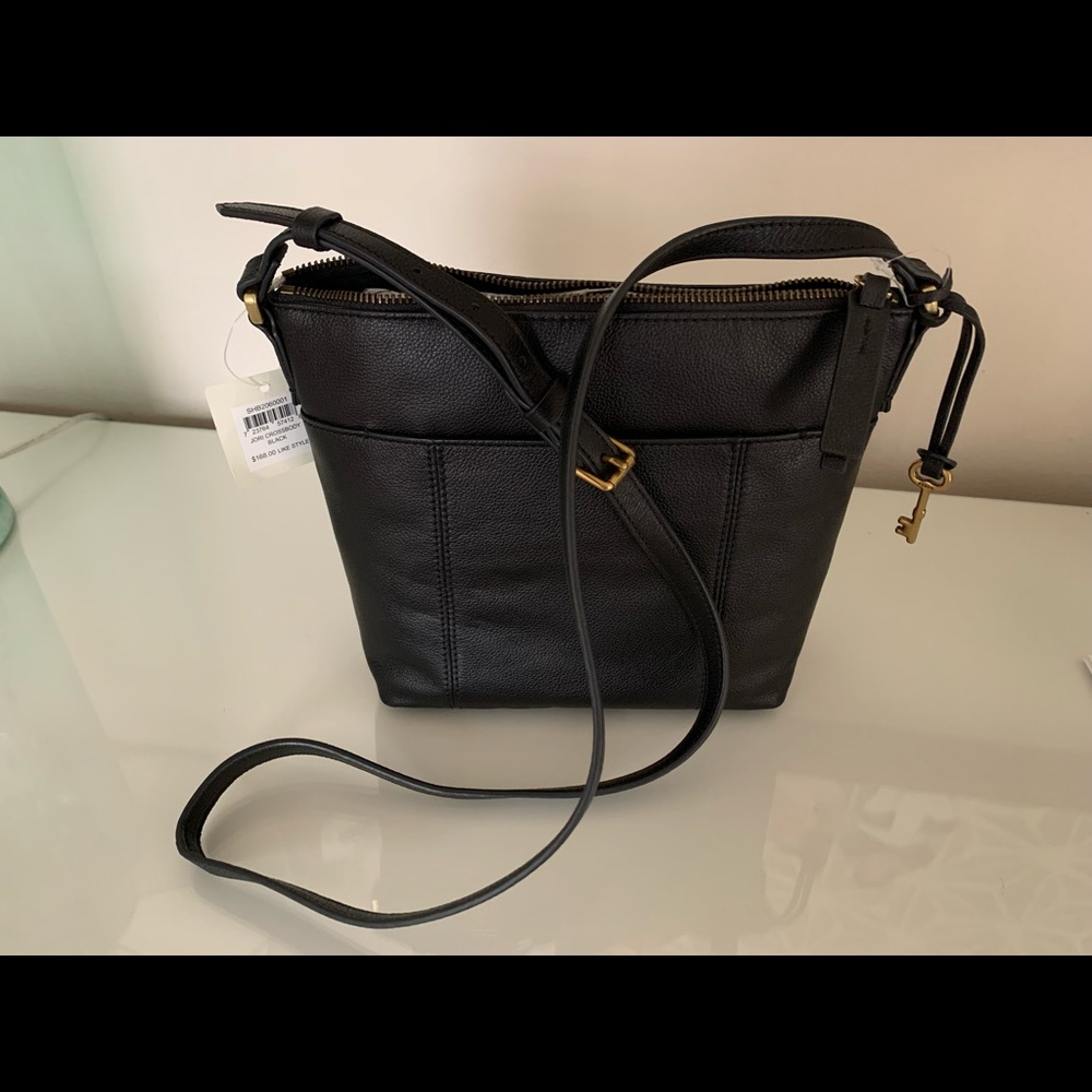 NWT Fossil Jori Crossbody Black Leather Purse